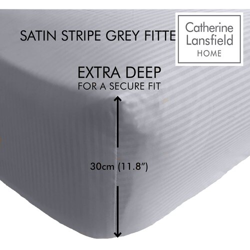 Catherine Lansfield Siva plahta 90x190 cm Satin Stripe - Slike