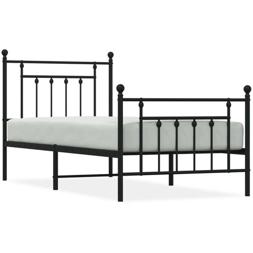 VidaXL Metalni okvir kreveta uzglavlje i podnožje crni 90 x 200 cm Slike