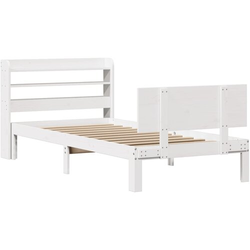 vidaXL Posteljni okvir z vzglavjem bel 90x190 cm trdna borovina, (21304109) Cene