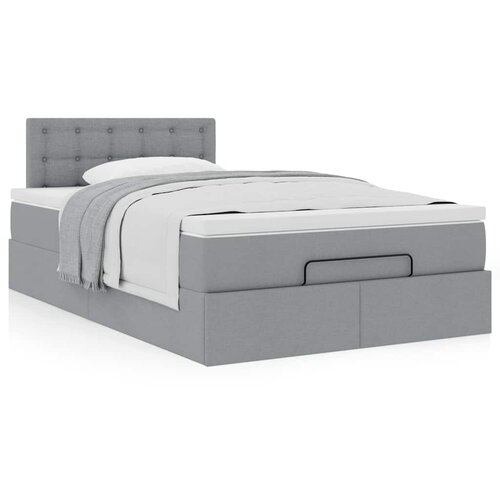 VidaXL Okvir za krevet s madraca svjetlosivi 120x190 cm od tkanine Slike