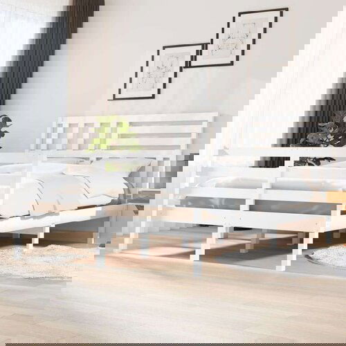  Posteljni okvir bel iz trdnega lesa 150x200 cm 5FT, (20645943) Slike