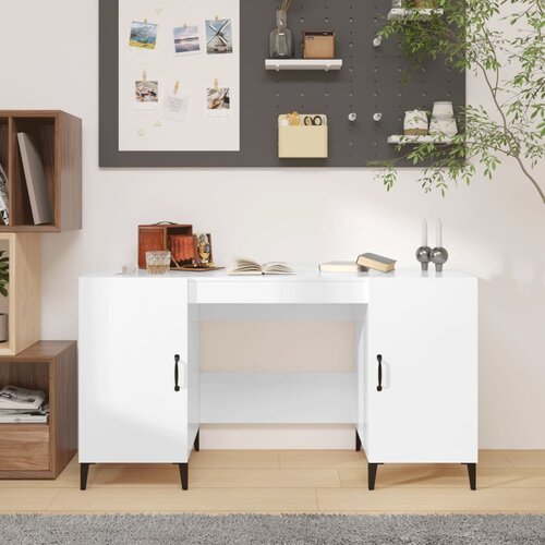 vidaXL Radni stol visoki sjaj bijeli 140x50x75 cm konstruirano drvo Cijene