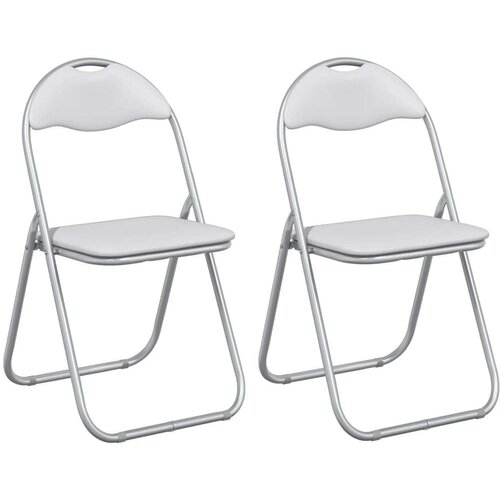  Sklopiva stolica 2 pcs Bijela i siva 48 x 43 5 x 81 cm - Bijela i siva 2 Slike