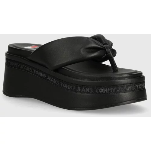 Tommy Jeans Japonke TJW WEDGE SANDAL ženske, črna barva, EN0EN02457