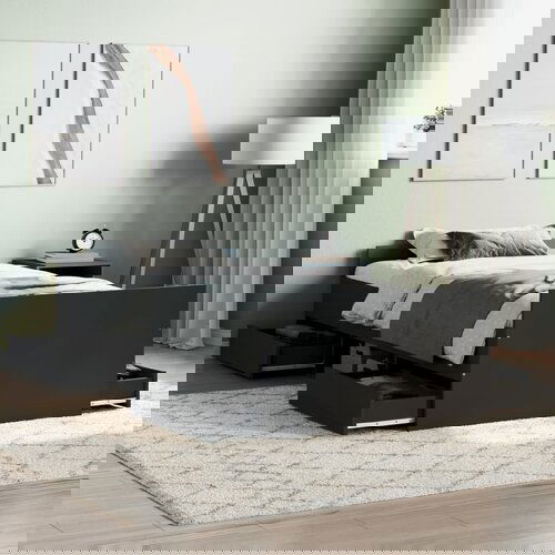  The Living Store Posteljni okvir z vzglavjem in vznožjem črn 90x190 cm - Posteljni Okvir, (21524917) Cene