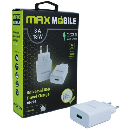 Max Mobile Kućni adapter Q.C 3.0 Brzi punjač USB TR207 3A beli Cene