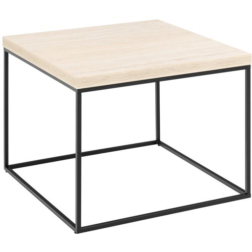 Actona Bež mizica z mizno ploščo v marmornem dekorju 60x60 cm Barossa – Cene