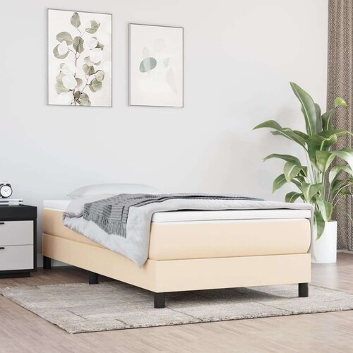  Box spring posteljni okvir krem 100x200 cm blago, (20739369) Slike