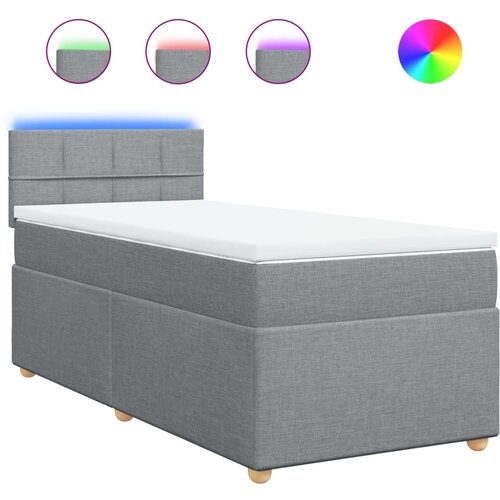 vidaXL Box spring postelja z vzmetnico svetlo siva 80x200 cm blago, (21291436) Cene