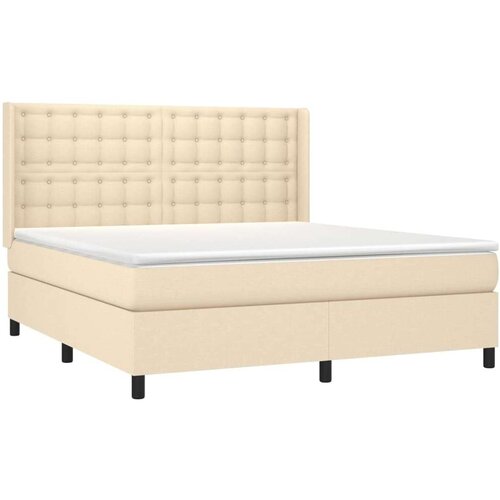  Krevet box spring s madracem LED krem 180x200 cm od tkanine Slike