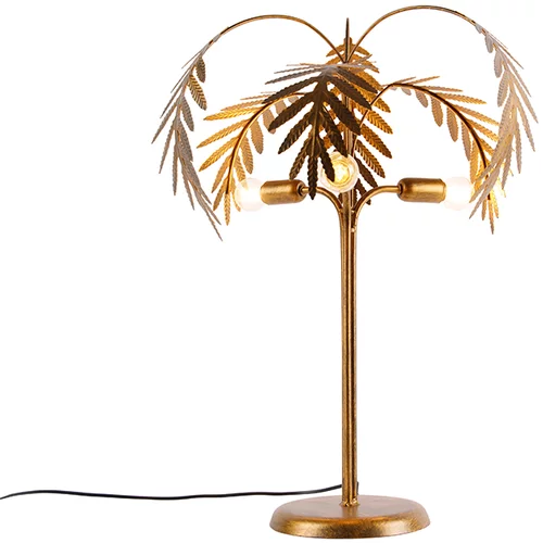 QAZQA Art Deco namizna svetilka zlata 3-luč - Botanica