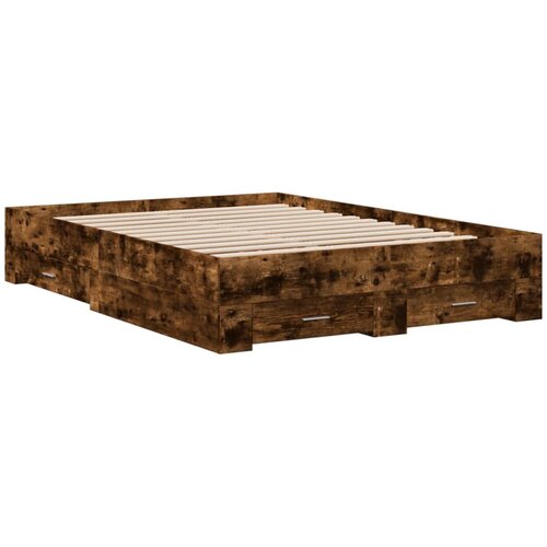 VidaXL Okvir kreveta s ladicama boja hrasta 135x190 cm Slike