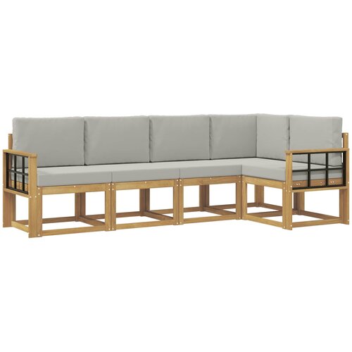  Set vanjskih sofa 5 kom. Bijela i svjetlosiva Smeđa 247 x 128,5 x 73 cm Slike