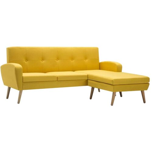  Kutna garnitura s presvlakom od tkanine 186 x 136 x 79 cm žuta Cene