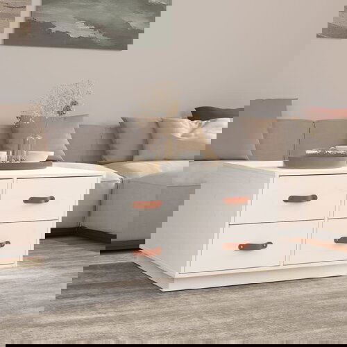 The Living Store Klubska mizica bela 80x80x45 cm trdna borovina - Klubska Mizica, (21573928) Cene