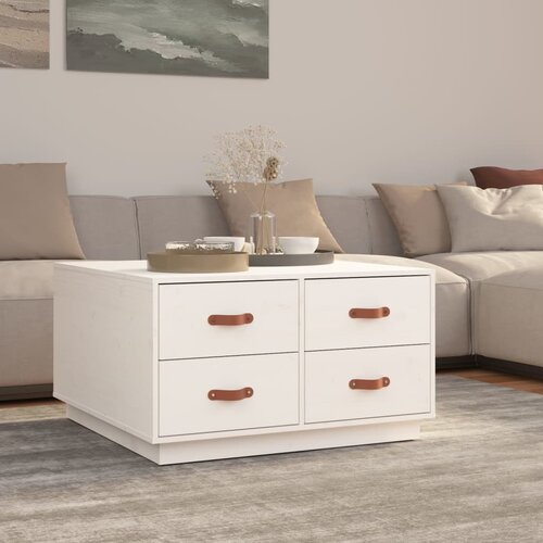 The Living Store Stolić za kavu bijeli 80 x 80 x 45 cm od masivne borovine Cijene