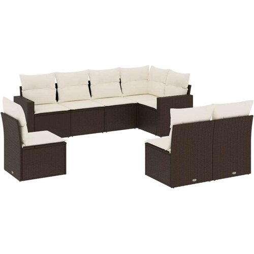 vidaXL 8-dijelni set vrtnih sofa s jastucima smeđi od poliratana Cene
