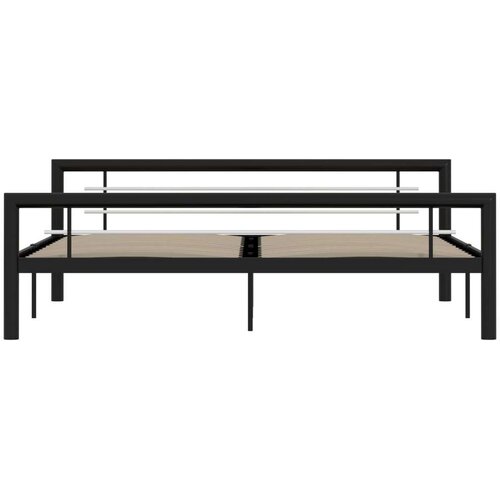  za krevet crno-bijeli metalni 180 x 200 cm Slike