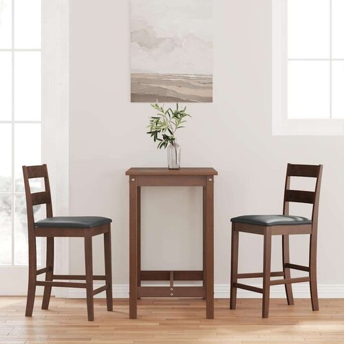 vidaXL Bar stoli z blazinami 2 kosa Brown Solid Wood Rubber Cene