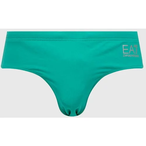 Ea7 Emporio Armani Kopalne hlače zelena barva