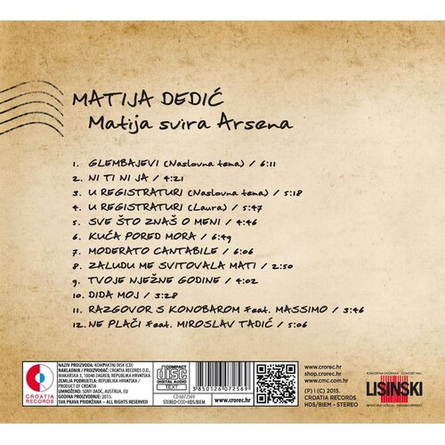 CROATIA RECORDS Matija Dedić - Matija Svira Arsena Slike