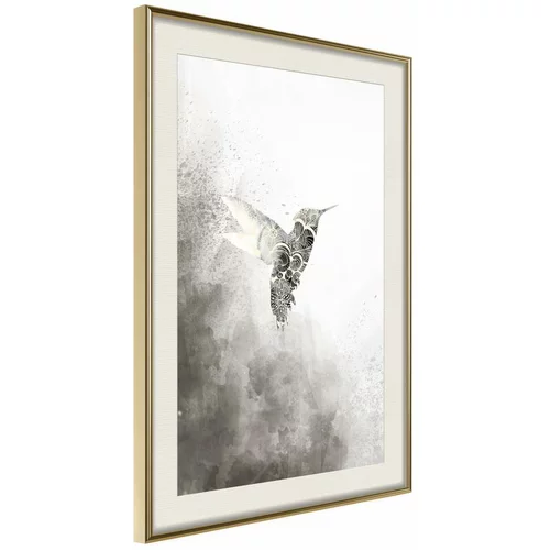  Poster - Hummingbird in Shades of Grey 30x45