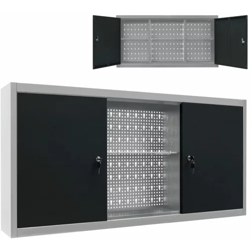 vidaXL Stenska omara za orodje industrijski stil kovinska siva in črna, (20751476)