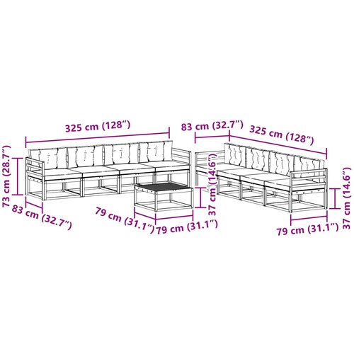  Set vanjskih sofa 9 pcs Bijela i svjetlosiva 79 x 79 x 37 cm Slike