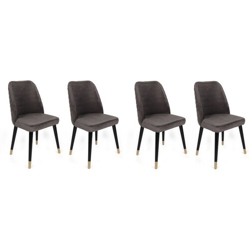 Hanah home Hugo-361 V4 AnthraciteBlackGold Chair Set (4 Pieces) Cene