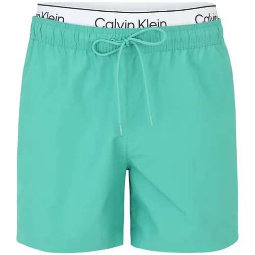 Calvin Klein Swimwear Kratke kopalne hlače zelena / črna / bela