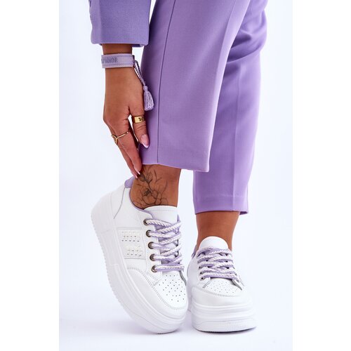Kesi Fashionable women&amp;#039;s sneakers on the platform White-purple Claribel Slike