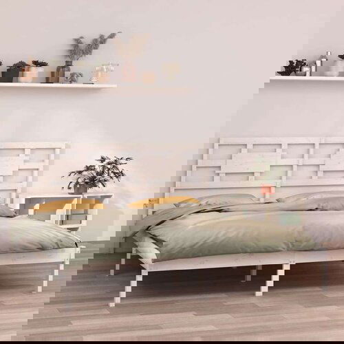  Posteljni okvir bel iz trdnega lesa 180x200 cm 6FT, (20684672) Slike