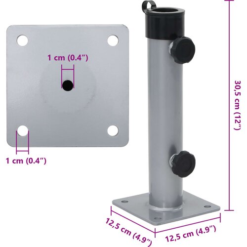  Baza suncobrana za stup &amp;Oslash; 38/48 mm srebrna čelična Slike