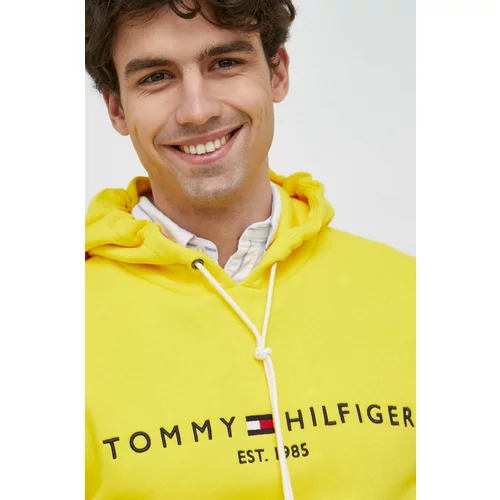 Tommy Hilfiger Bluza moška, rumena barva, s kapuco