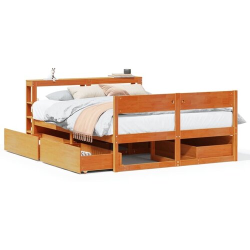 VidaXL Okvir kreveta bez madraca vo&amp;scaron;tano smeđi 135x190 cm od borovine Slike