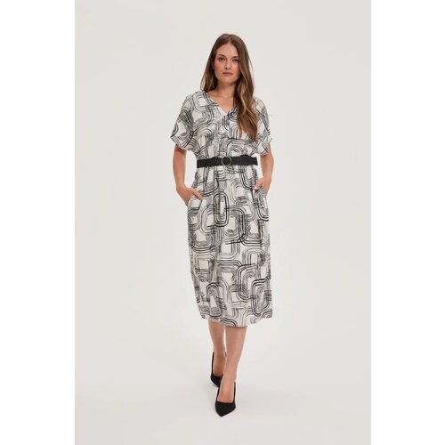 Marisse Viscose And Linen White Dress Slike