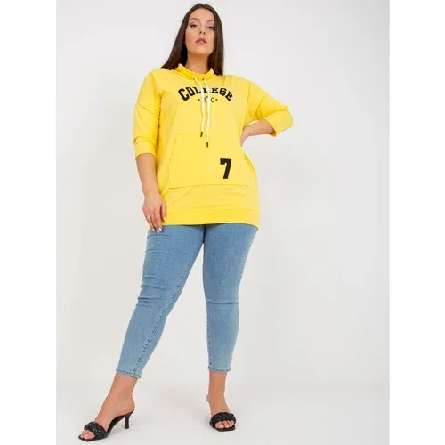 Fashion Hunters Yellow long plus size blouse with pocket