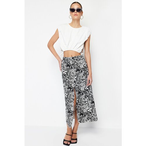 Trendyol Black Patterned Midi Length Woven Skirt Slike