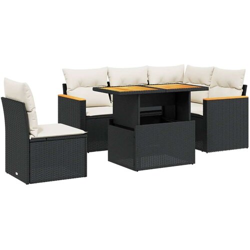  6-dijelni set vrtnih sofa s jastucima crni od poliratana Slike