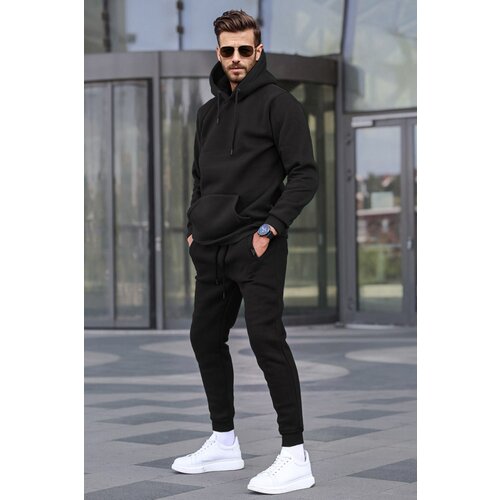 Madmext Black Hooded Basic Tracksuit Set 5905 Slike