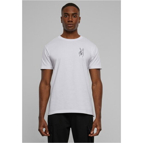 MT Men Men's T-shirt Peace Sign EMB - white Cene