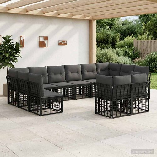  Set vanjskih sofa Crna i tamno siva Poliester Cijene