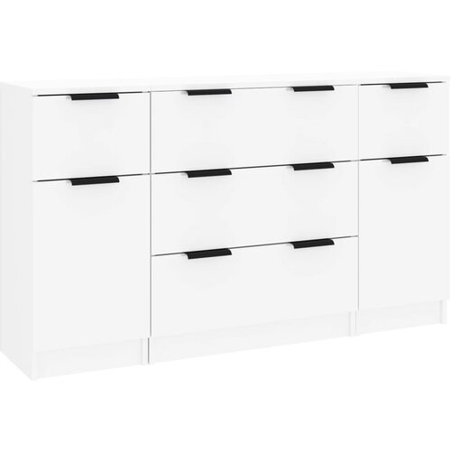 Maison Chic 3-delni Komplet komode - Predalnik visok sijaj bela inženirski les, (21722438) Slike