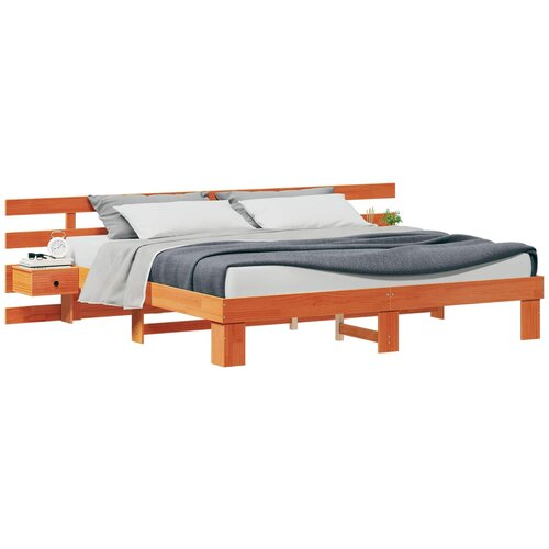 vidaXL Konstrukcija postelje Rjava 200 x 200 cm Masivno borovo les, (5000125847) Cene