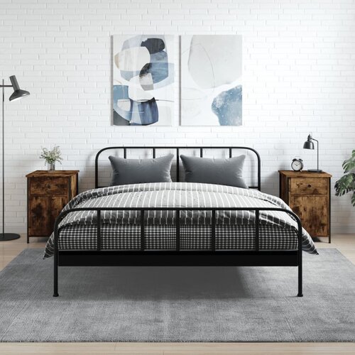 VidaXL Nočna omarica 2 kosa dimljeni hrast 40x42x60 cm inženirski les Slike
