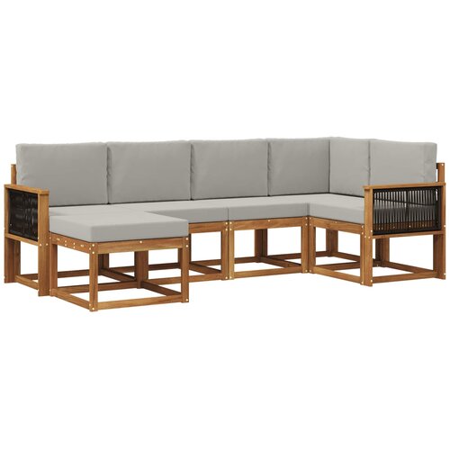 vidaXL Zunanja garnitura za sedenje 6 pcs Naravna in svetlo siva, (5000279984) Cene
