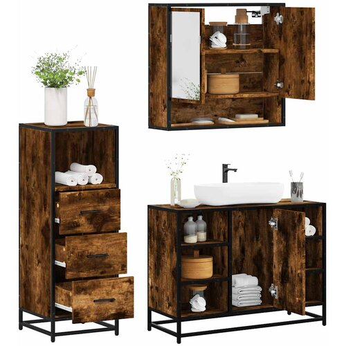 vidaXL 3-dijelni set kupaonskog namještaja boja hrasta drveni Cijene