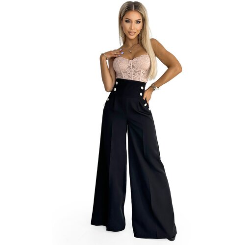 Numoco Elegant wide trousers with high waist Slike