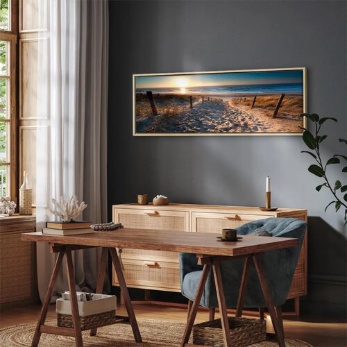  Slika - Sunset Path 150x50 U prirodnom drvenom okviru Slike