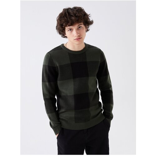 LC Waikiki Crew Neck Long Sleeved Plaid Men&amp;#039;s Knitwear Sweater Slike